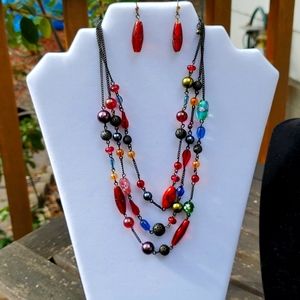 Vintage Avon multicolor necklace and earrings set